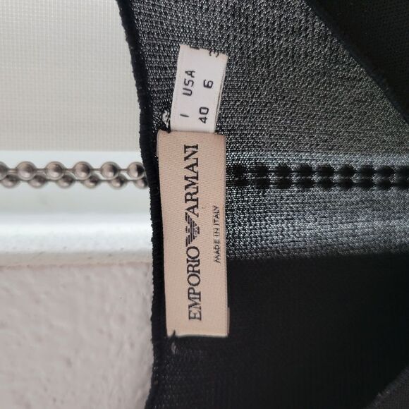 Emporio Armani Black See through Peek-a-boo Long Sleeve Dress Size 6 Italy Made - Picture 8 of 8